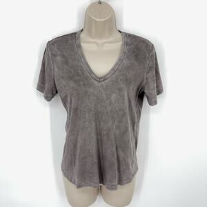 Cotton Citizen Women's NEW Standard V Neck Tee Short Sleeves SZ S Vintage Cement